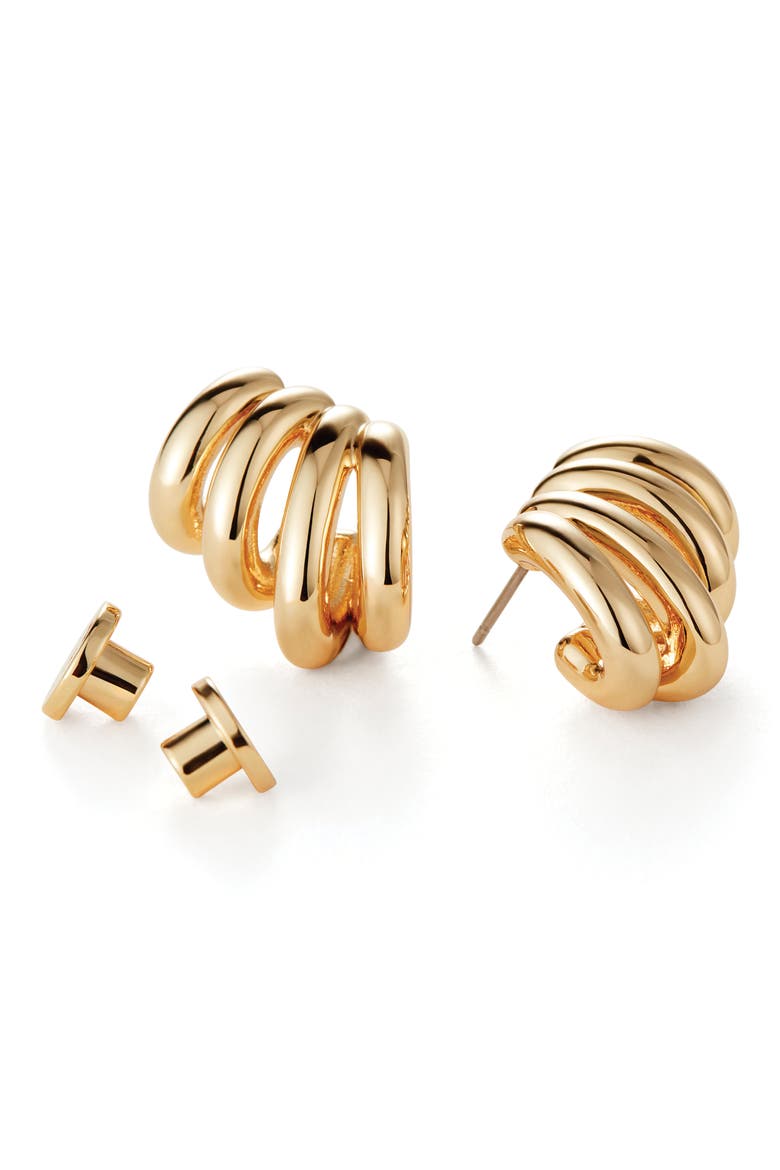 Monroe Rib Hoop Earrings, Alternate, color, HIGH POLISH GOLD