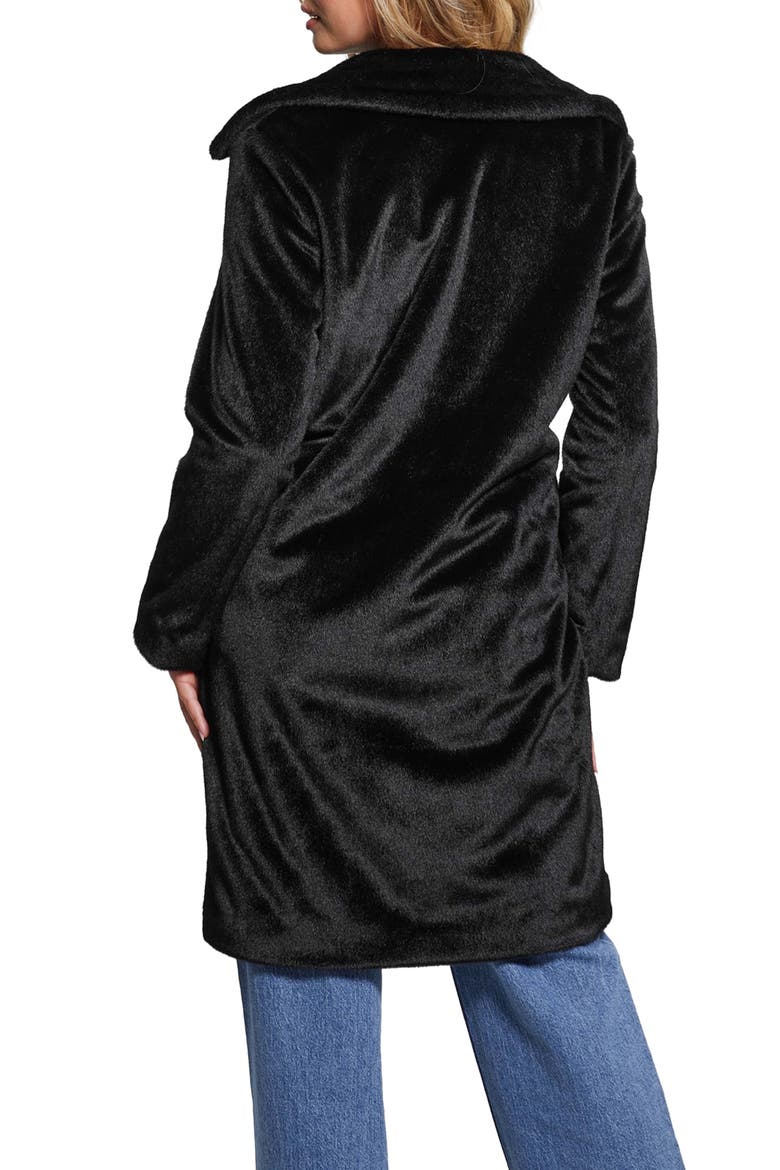 Simonne Longline Faux Fur Coat, Alternate, color, BLACK