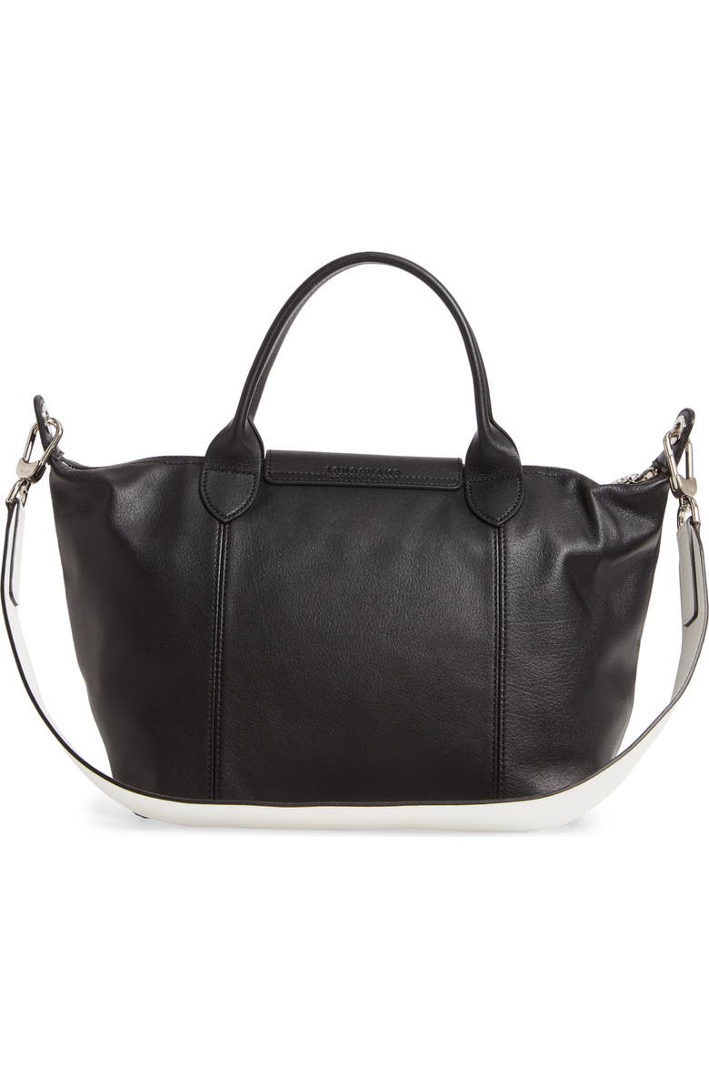 Longchamp Small Le Pliage Logo Leather Tote, Alternate, color,