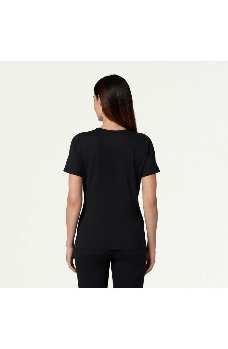 JAANUU Cesi Women's 2-Pocket Slim Knit V-Neck Scrub Top, Alternate, color, Black