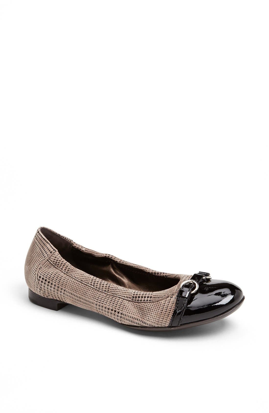 Cap Toe Ballerina Flat, Alternate, color, TAUPE HERRINGBONE