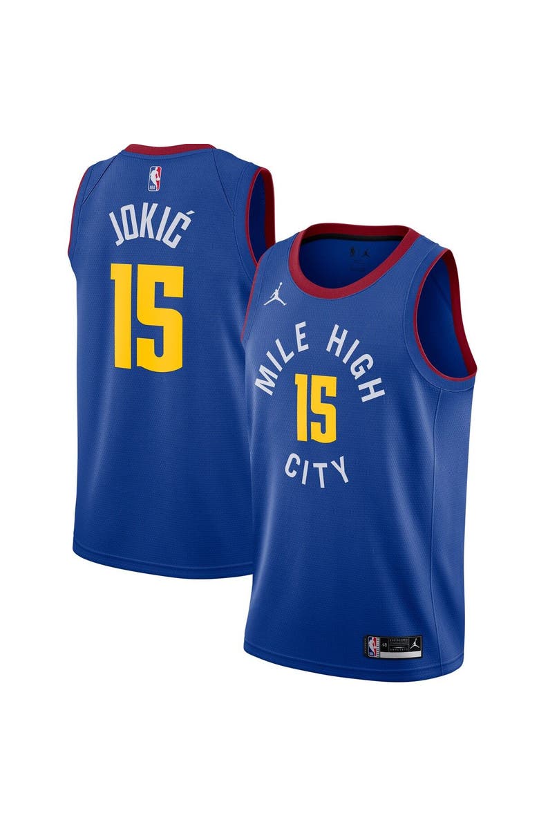 Jordan Brand Men's Jordan Brand Nikola Jokic Blue Denver Nuggets 2020/21 Swingman Jersey - Statement Edition, Main, color,