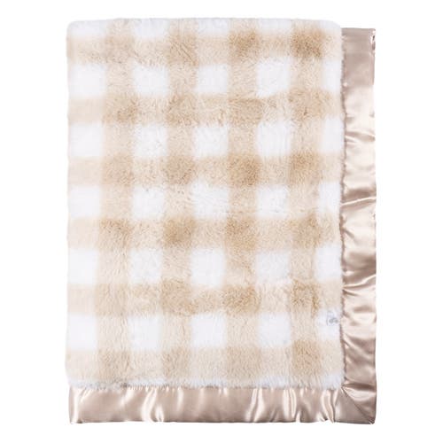 Just Born Plaid Plush Blanket With Satin Trim In Brown