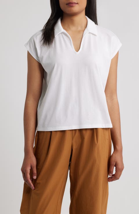 Boxy Johnny Collar Jersey Top