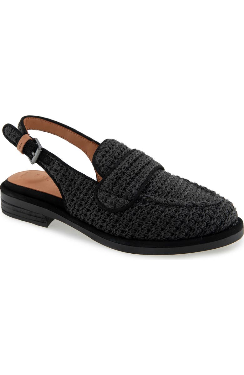Gentle Souls Caleb Slingback Raffia Loafer Flat, Main, color, Black Raffia