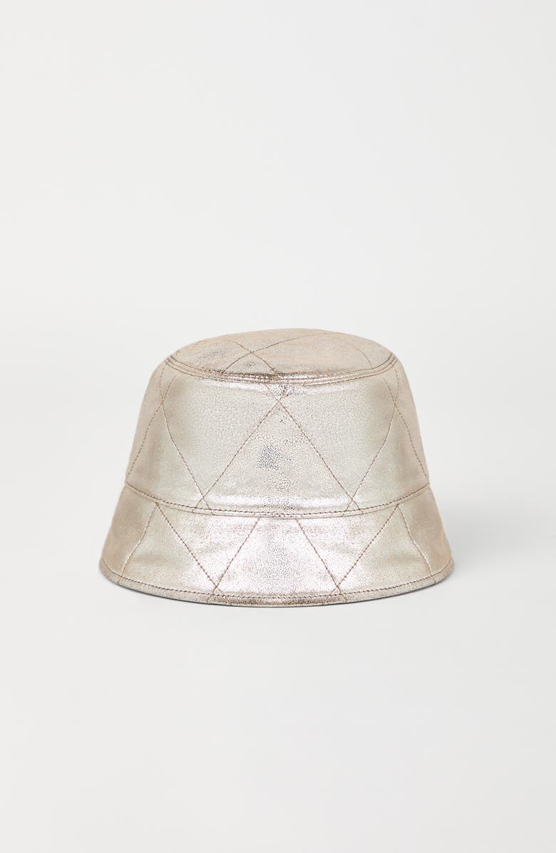 Brunello Cucinelli Lamé nappa Bucket hat, Alternate, color, Silver