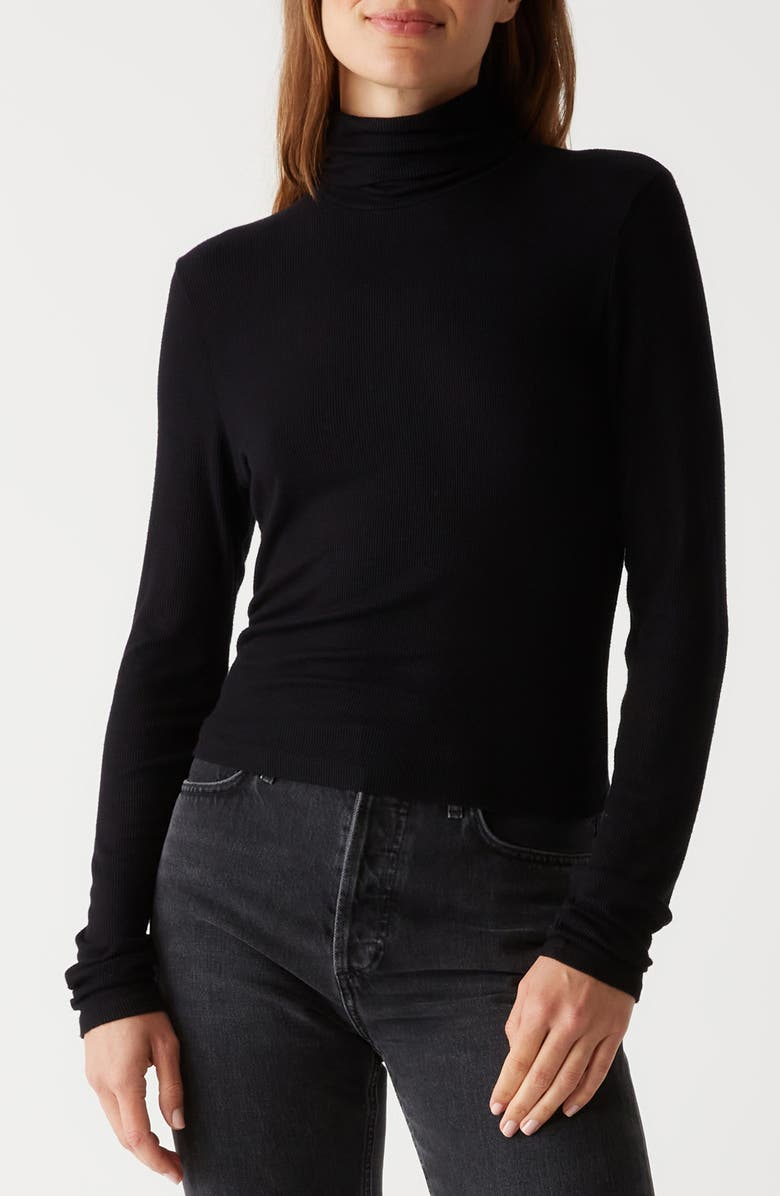 Michael Stars Tara Rib Turtleneck, Main, color, Black