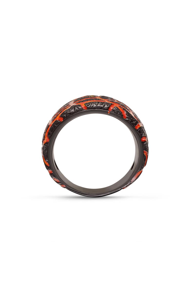 LuvMyJewelry Rivers Of Fire Textured Silver & Enamel Band Men Ring, Alternate, color, Dark Grey