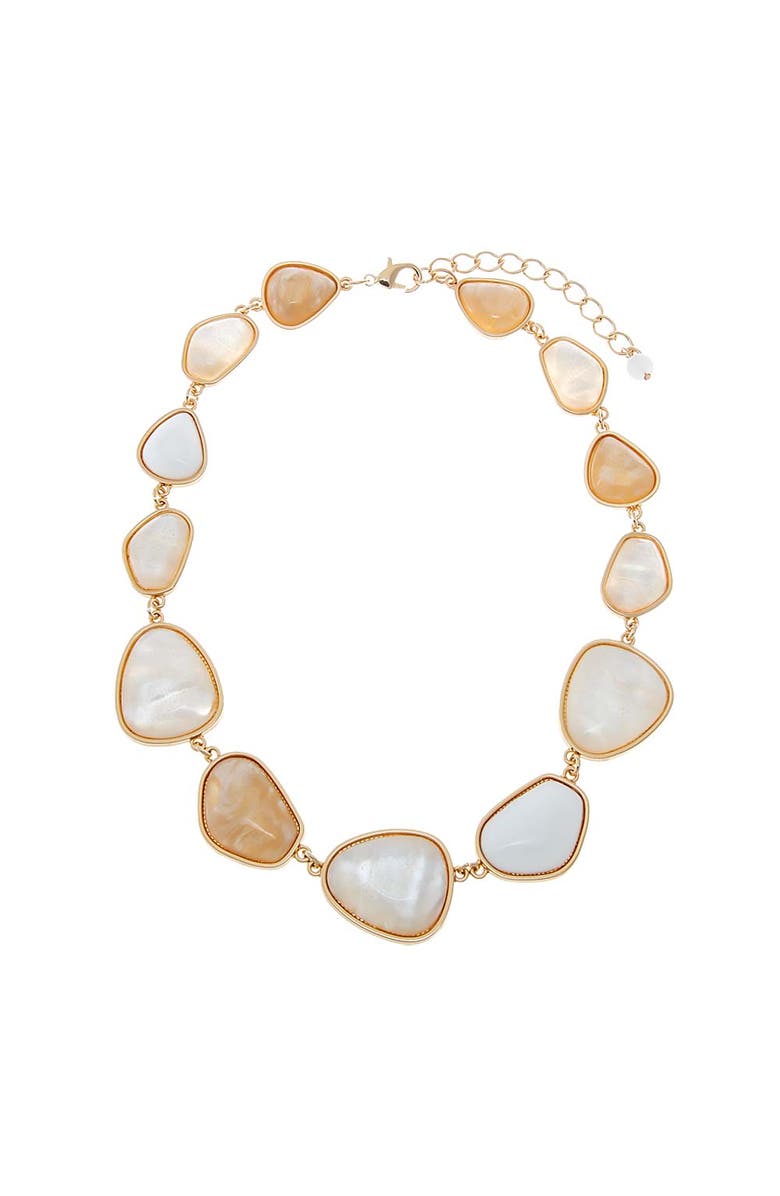 BY ADINA EDEN Mixed Stone Organic Shape Statement Necklace, Main, color, White