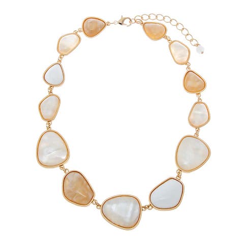 Mixed Stone Organic Shape Statement Necklace