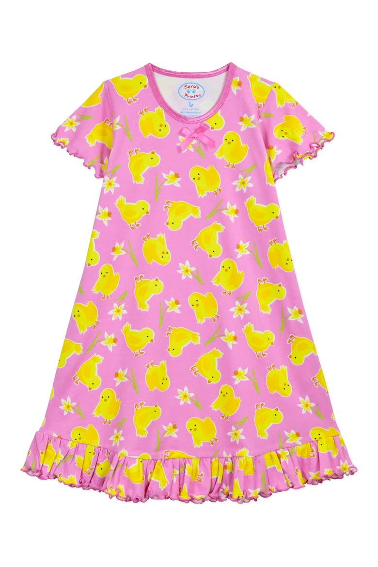 Sara's Prints Kids' Ruffled Nightgown, Main, color, HIP CHICK