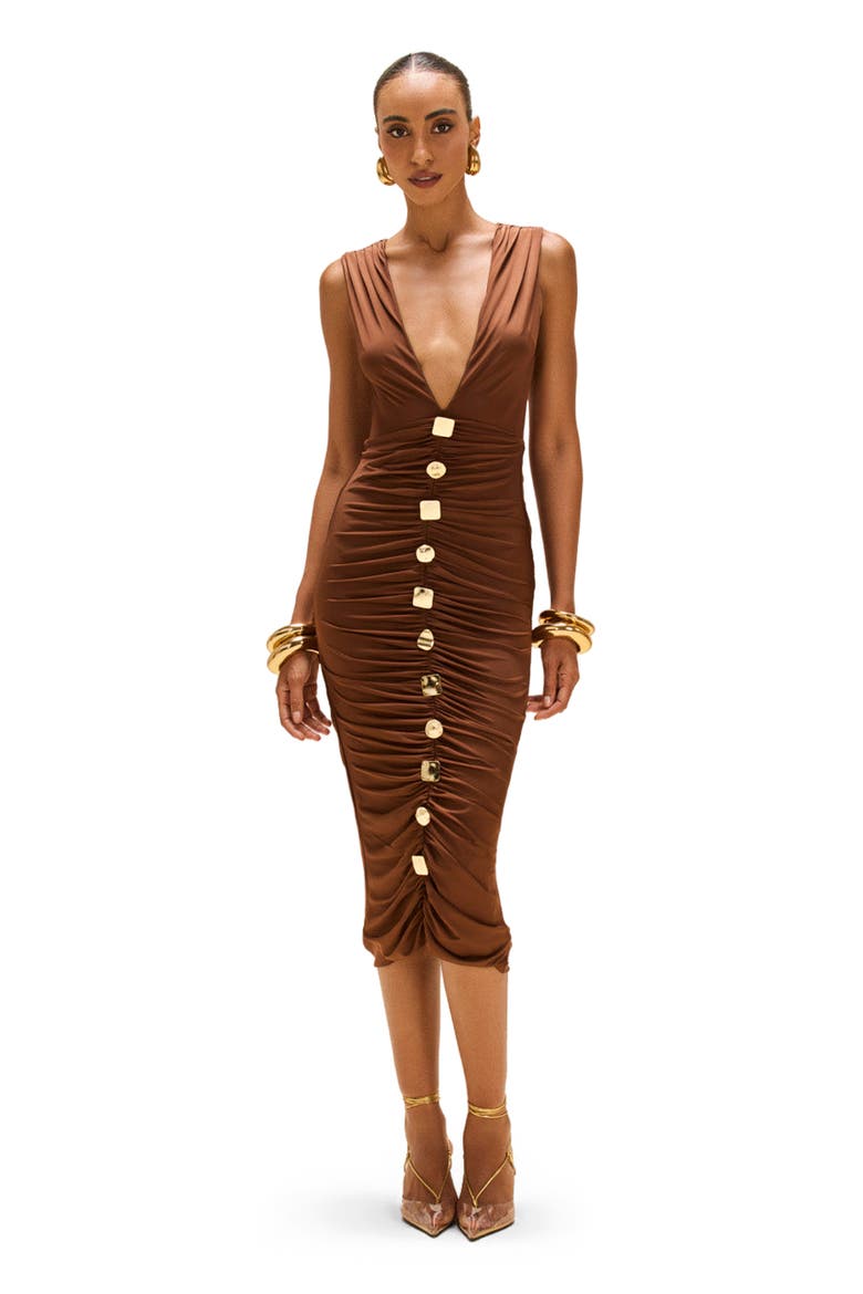 Moonlit Jersey Midi Dress, Alternate, color, BROWN