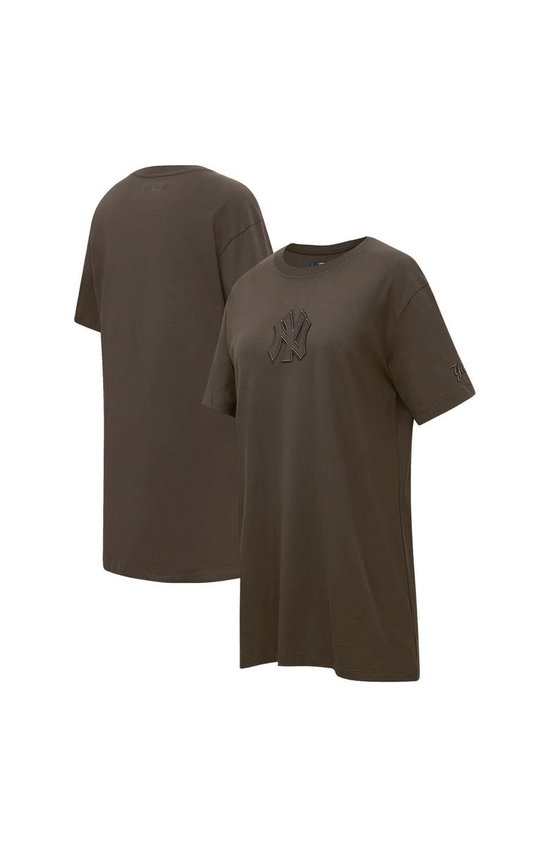 PRO STANDARD Women's Pro Standard Brown New York Yankees Neutral T-Shirt Dress, Alternate, color, Brown