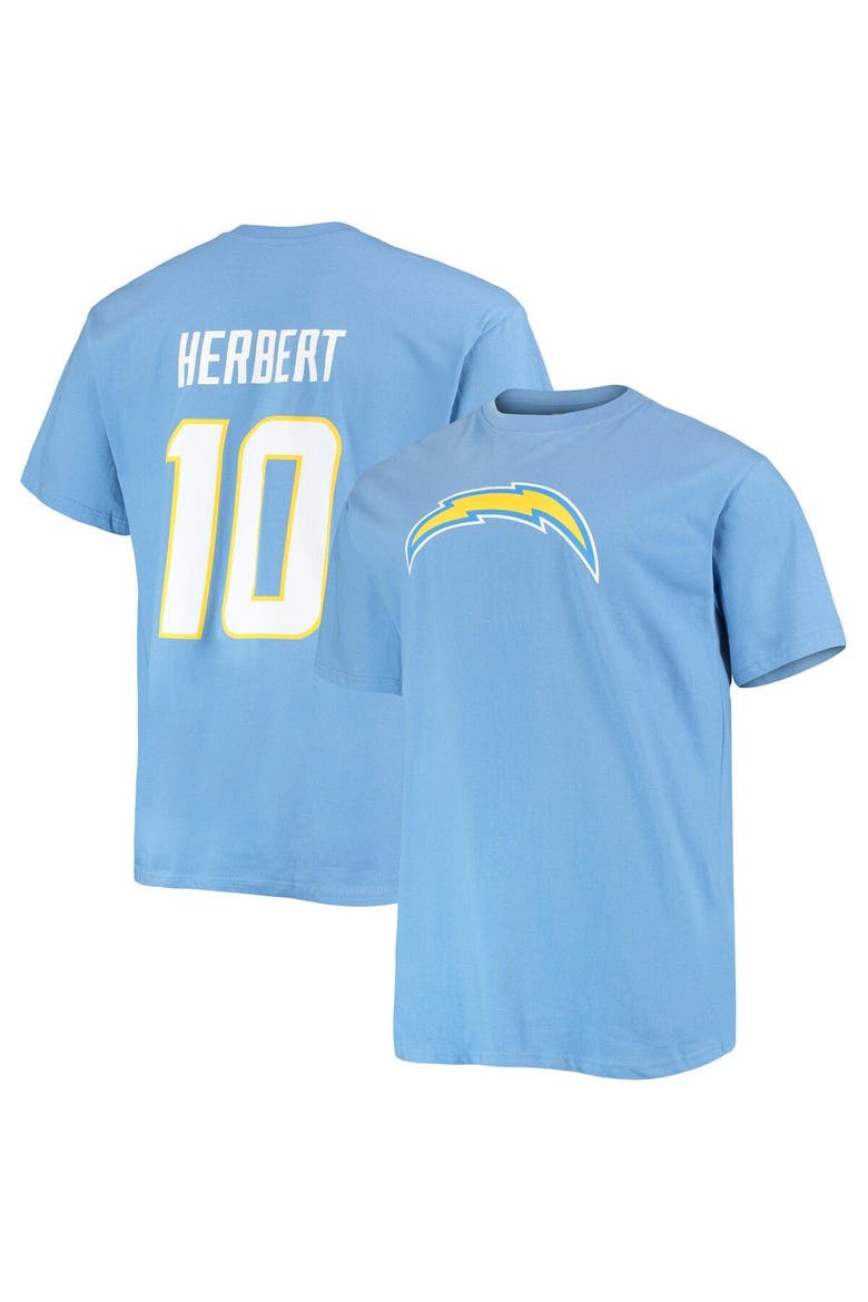 Men's Fanatics Branded Justin Herbert Powder Blue Los Angeles Chargers Big & Tall Player Name & Number T-Shirt, Main, color, Powder Blue