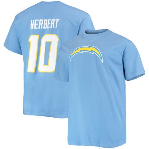 Men's Fanatics Branded Justin Herbert Powder Blue Los Angeles Chargers Big & Tall Player Name & Number T-Shirt