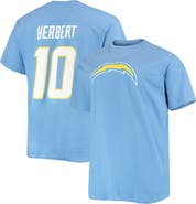 FANATICS Men's Fanatics Branded Justin Herbert Powder Blue Los Angeles Chargers Big & Tall Player Name & Number T-Shirt