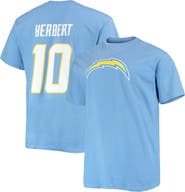 FANATICS Men's Fanatics Branded Justin Herbert Powder Blue Los Angeles Chargers Big & Tall Player Name & Number T-Shirt