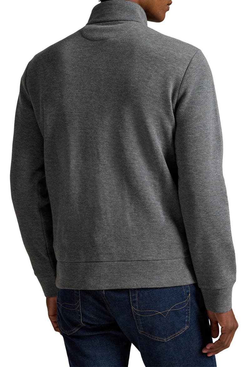 Double-Knit Cotton Piqué Quarter Zip Pullover, Alternate, color, FORTRESS GREY HEATHER