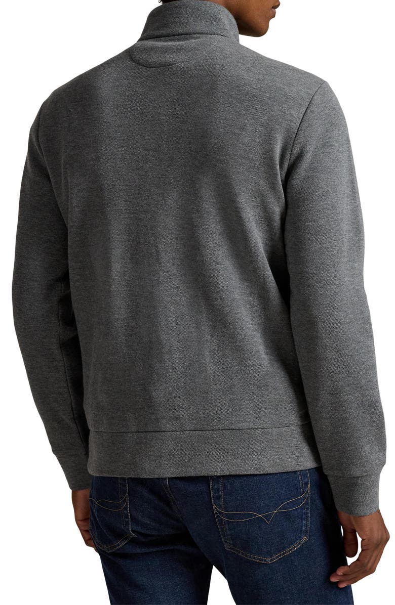Polo Ralph Lauren Double-Knit Cotton Piqué Quarter Zip Pullover, Alternate, color, Fortress Grey Heather