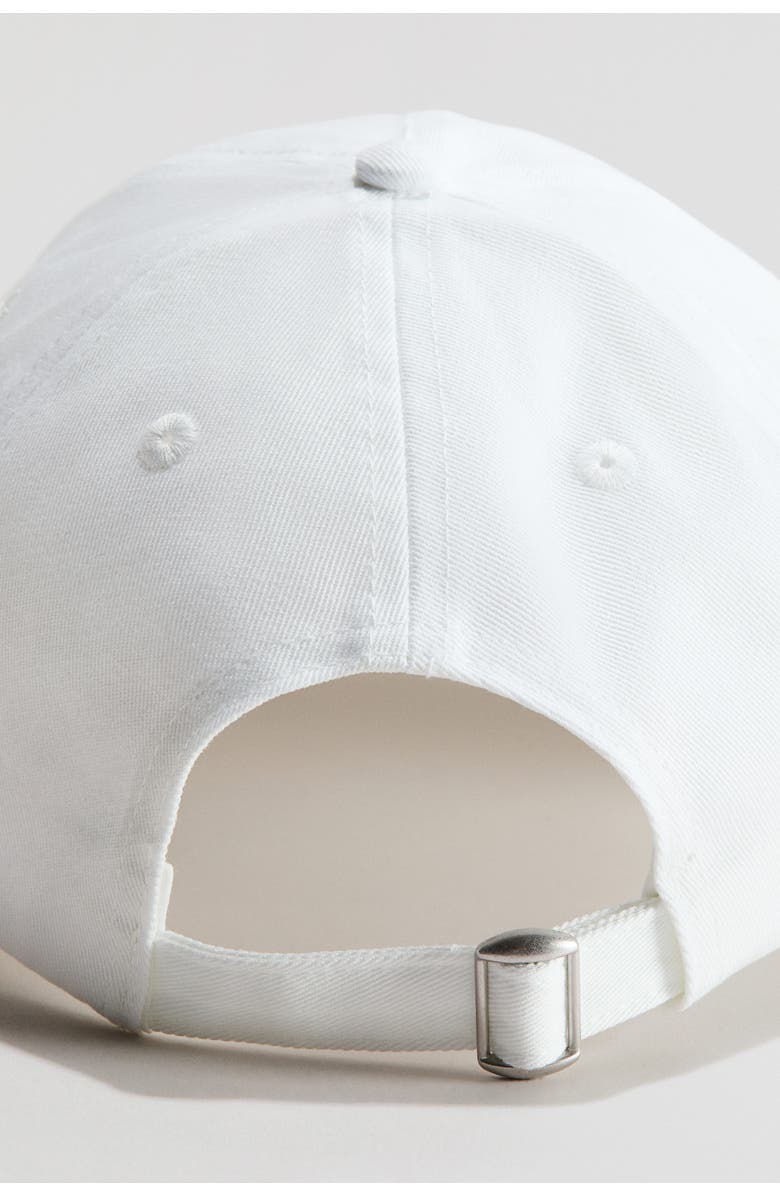 H&M Embroidered-motif Cotton Twill Cap, Alternate, color, White/Playstation