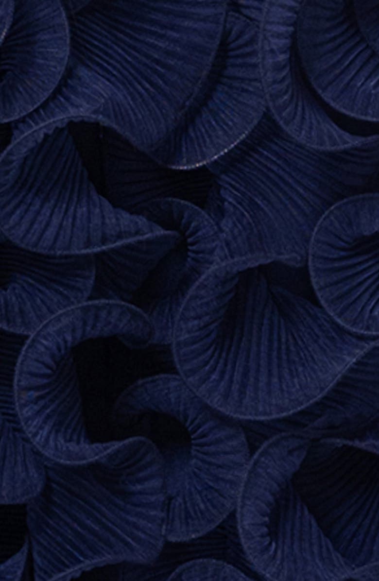 Xscape Evenings Wire Ruffle Detail One-Shoulder Scuba Crepe Gown, Alternate, color, 