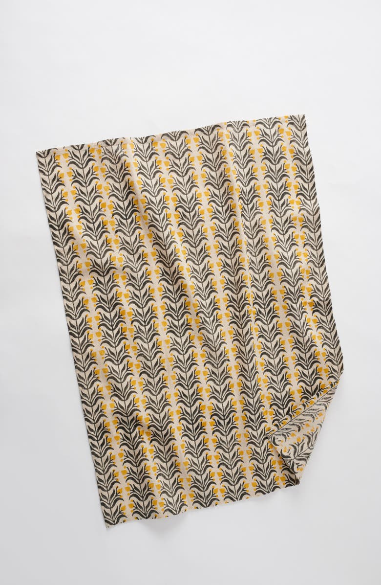 Anthropologie Home Set of 3 Block Print Cotton & Linen Dishtowels, Alternate, color, 