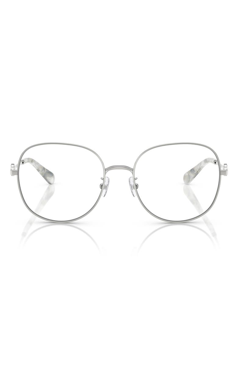 Tory Burch 55mm Round Optical Glasses, Main, color, Silver