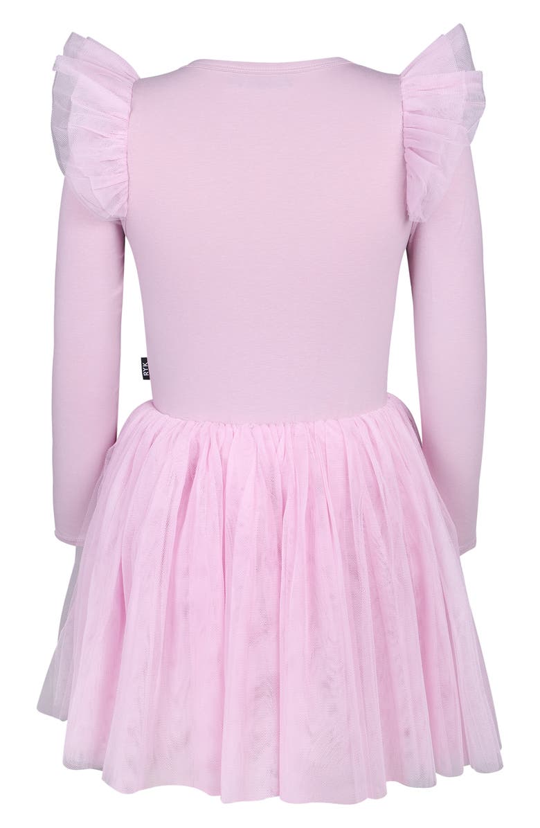 Rock Your Kid Kids' Rebel Unicorn Long Sleeve Tulle Graphic Dress, Alternate, color, Dusty Lilac