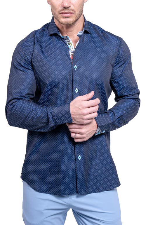 Maceoo Einstein Resistance Blue Stretch Cotton Button-up Shirt