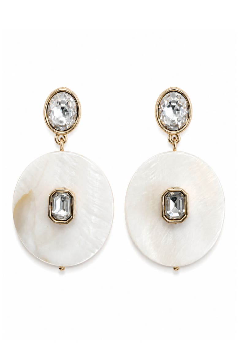 Resin Disc Crystal Drop Earrings, Main, color, WHITE