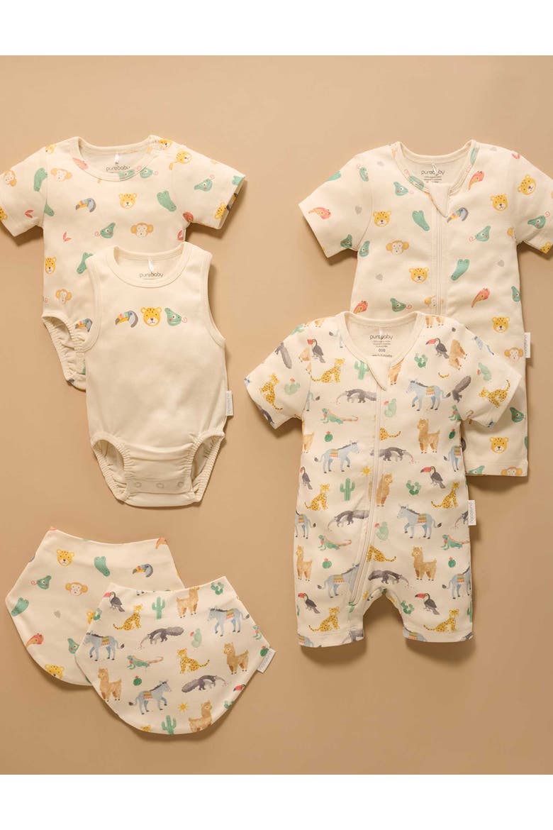 2 Pack Short Sleeve Ribbed Bodysuit Animal, Alternate, color, Fiesta Heads Print