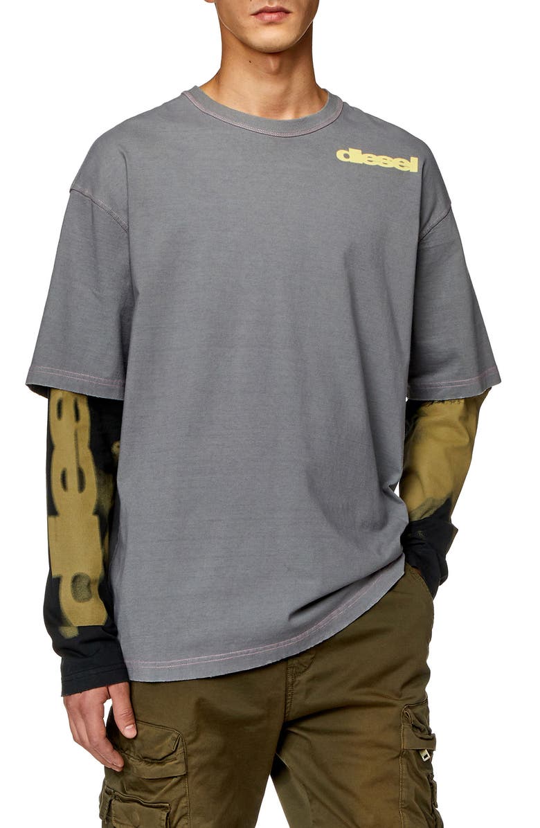 DIESEL<sup>®</sup> T-Wesher-N3 Layered Long Sleeve T-Shirt, Main, color,