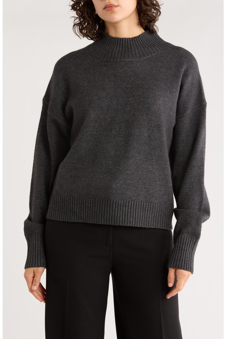 Mock Neck Pullover Sweater, Main, color, CHARCOAL HEATHER