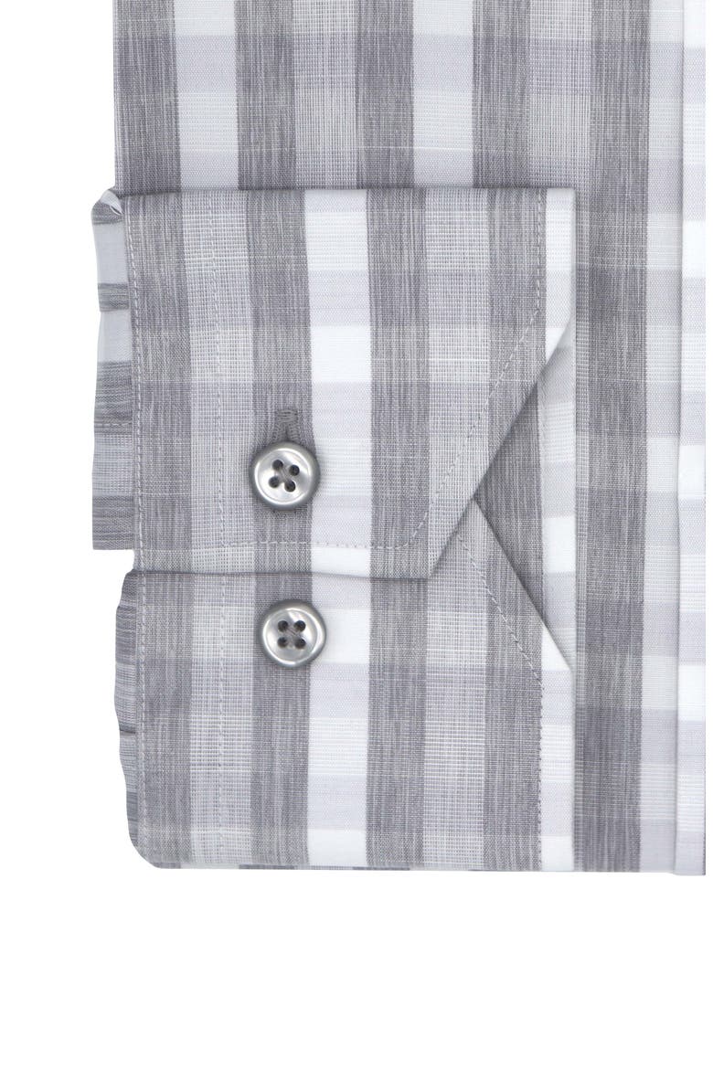 Trim Fit Heathered Gingham Dress Shirt, Alternate, color, DOVE GREY