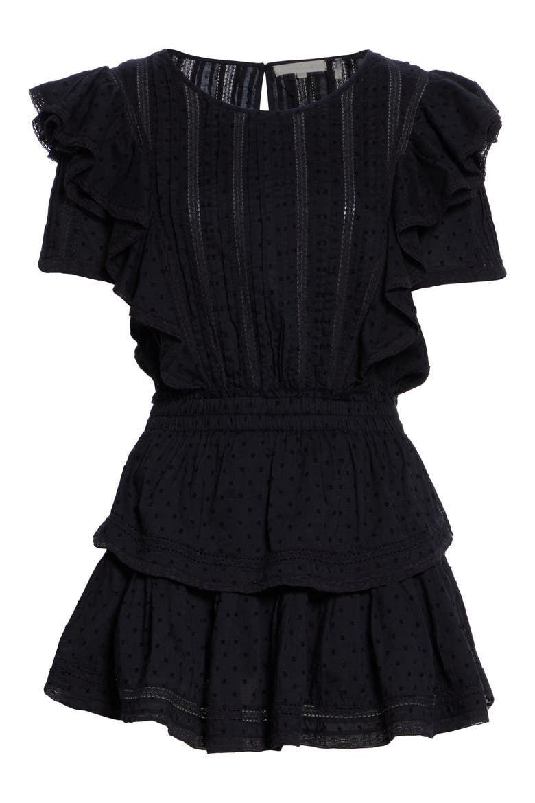 Natasha Ruffle Tiered Minidress, Alternate, color, BLACK