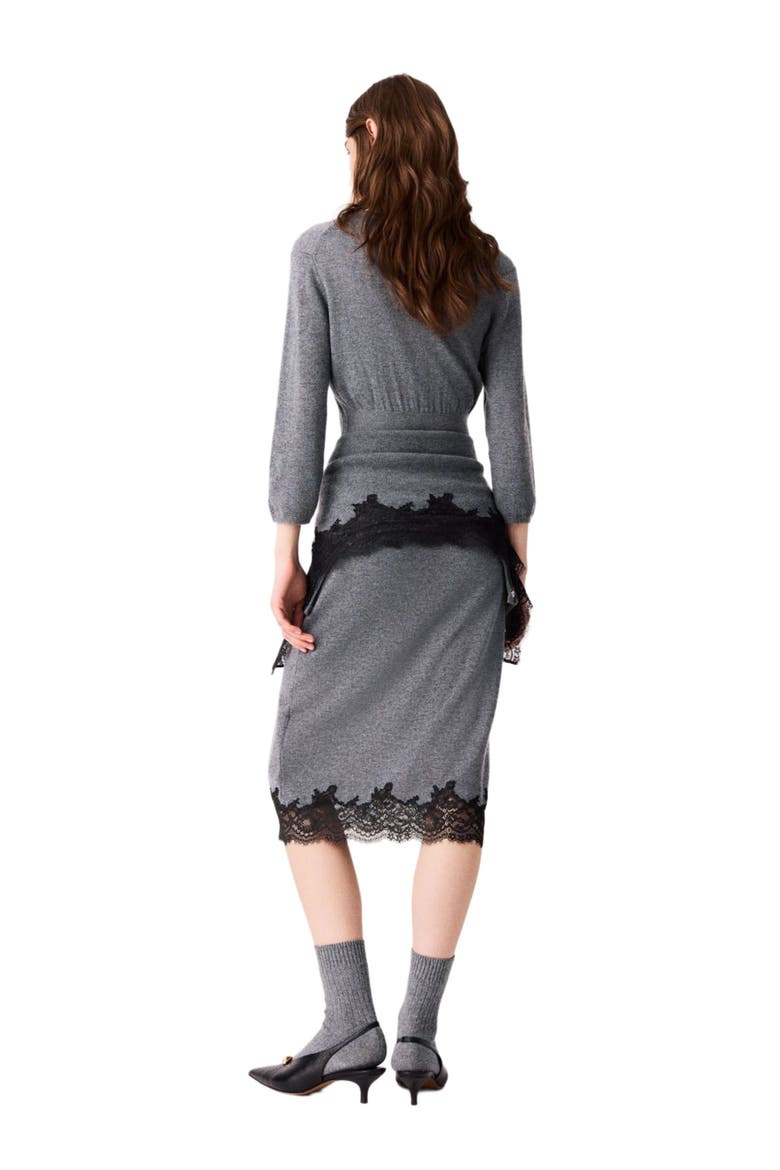 Dress with lace panel, Alternate, color, Grey/black