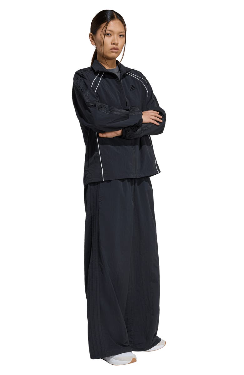 adidas Iconic 3-Stripes Logo Windbreaker, Alternate, color, Black