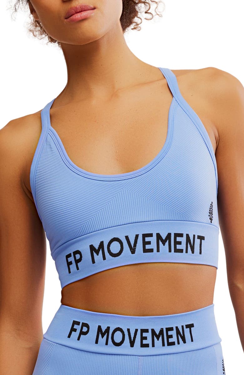Free People FP Movement Long Haul Logo Sports Bra, Main, color, High Dive