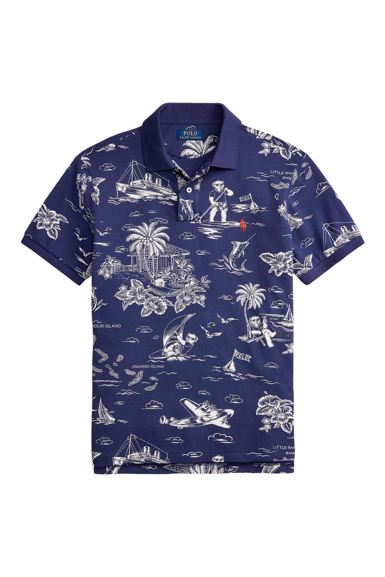 Classic Fit Polo Bear Print Cotton Piqué Polo, Alternate, color, HARBOR ISLAND BEAR-BOATHOUSE