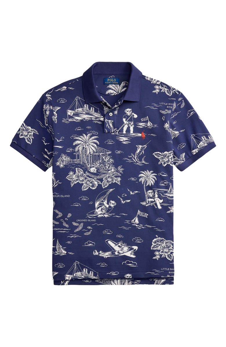 Polo Ralph Lauren Classic Fit Polo Bear Print Cotton Piqué Polo, Alternate, color, Harbor Island Bear-Boathouse