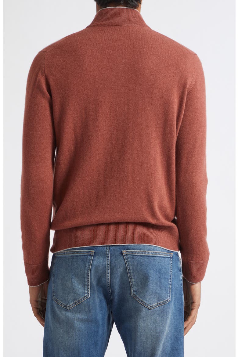 Tipped Cashmere Half Zip Sweater, Alternate, color, AMBER LIGHT GRAY