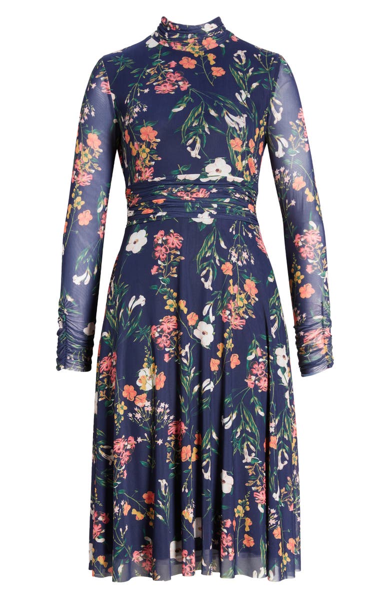 Eliza J Floral Long Sleeve Mesh Dress, Alternate, color, 