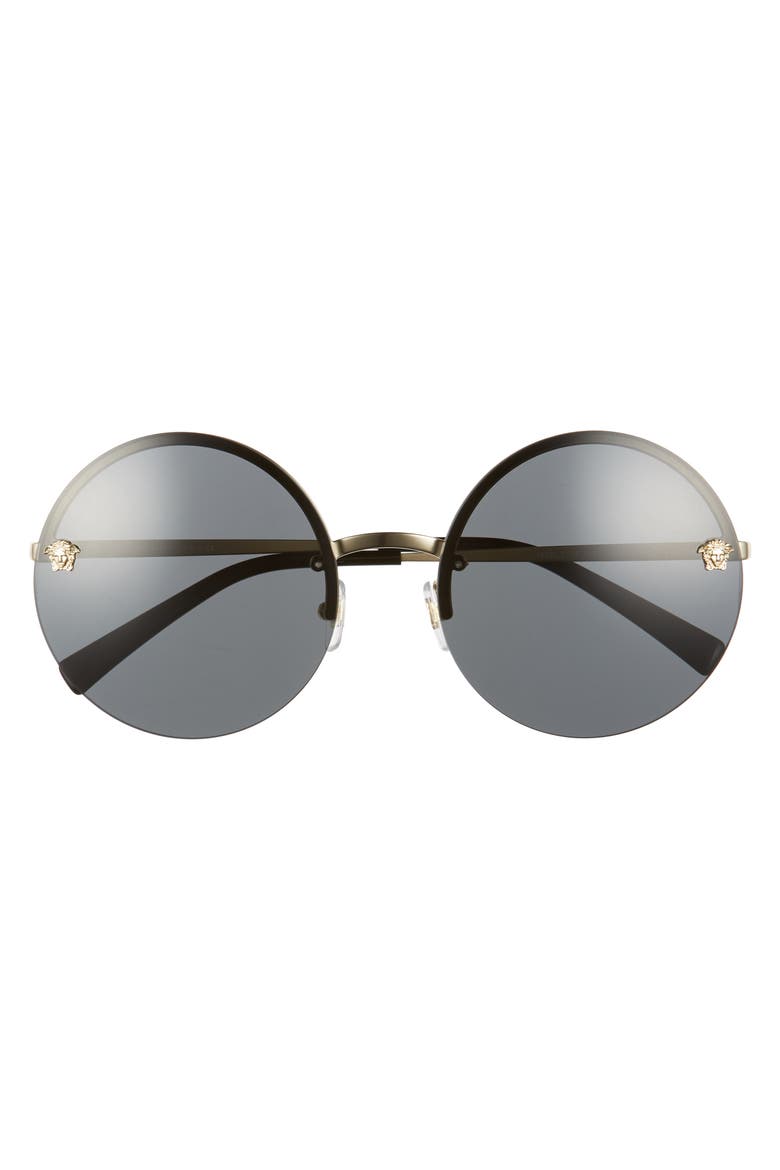 Medusa Logo 59mm Large Round Sunglasses, Alternate, color, PALE GOLD SOLID