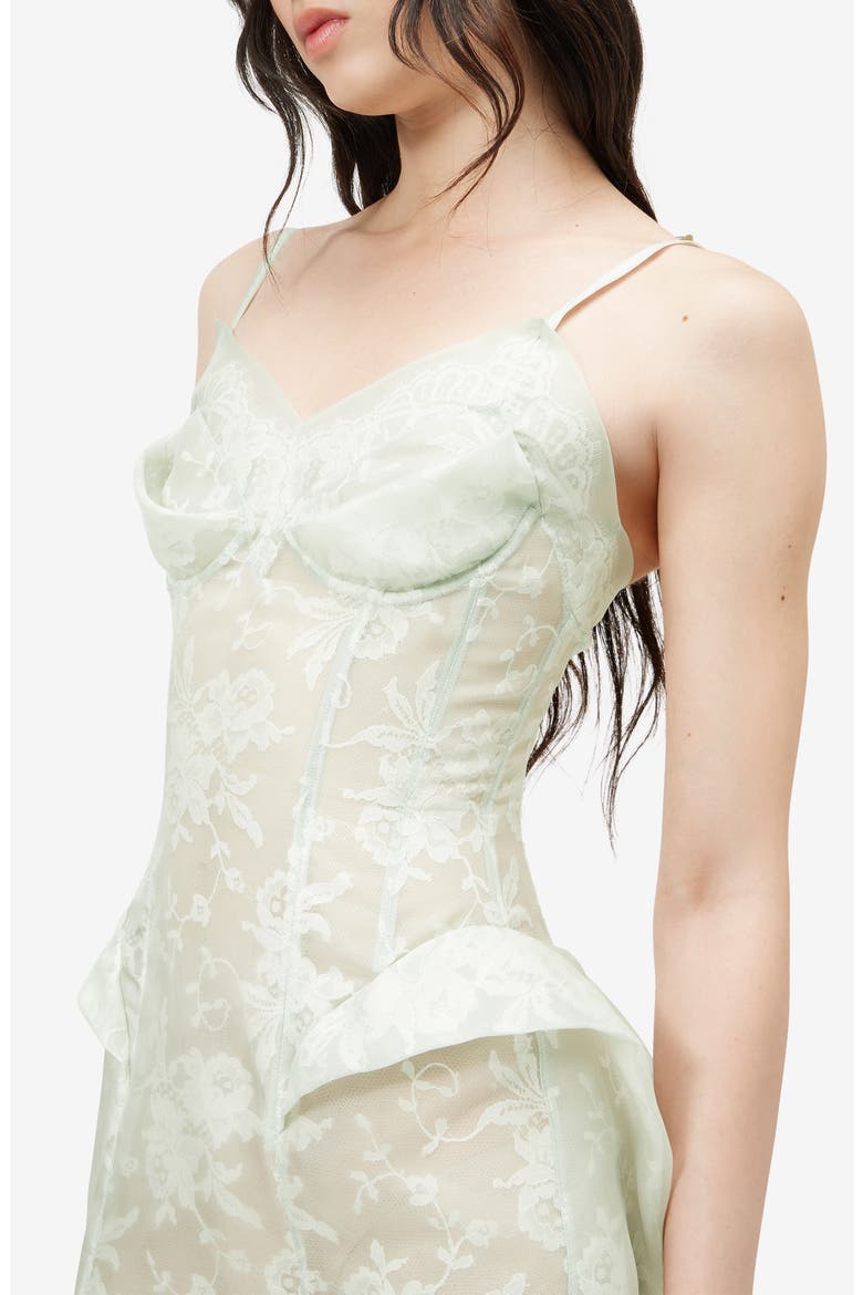 Floral Lace Silk Midi Dress, Alternate, color, PISTACHIO