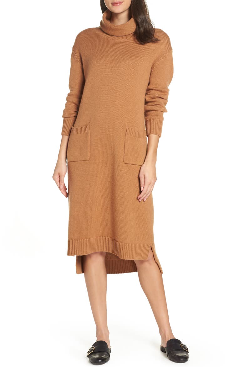 Turtleneck Sweater Dress, Main, color, ORANGE