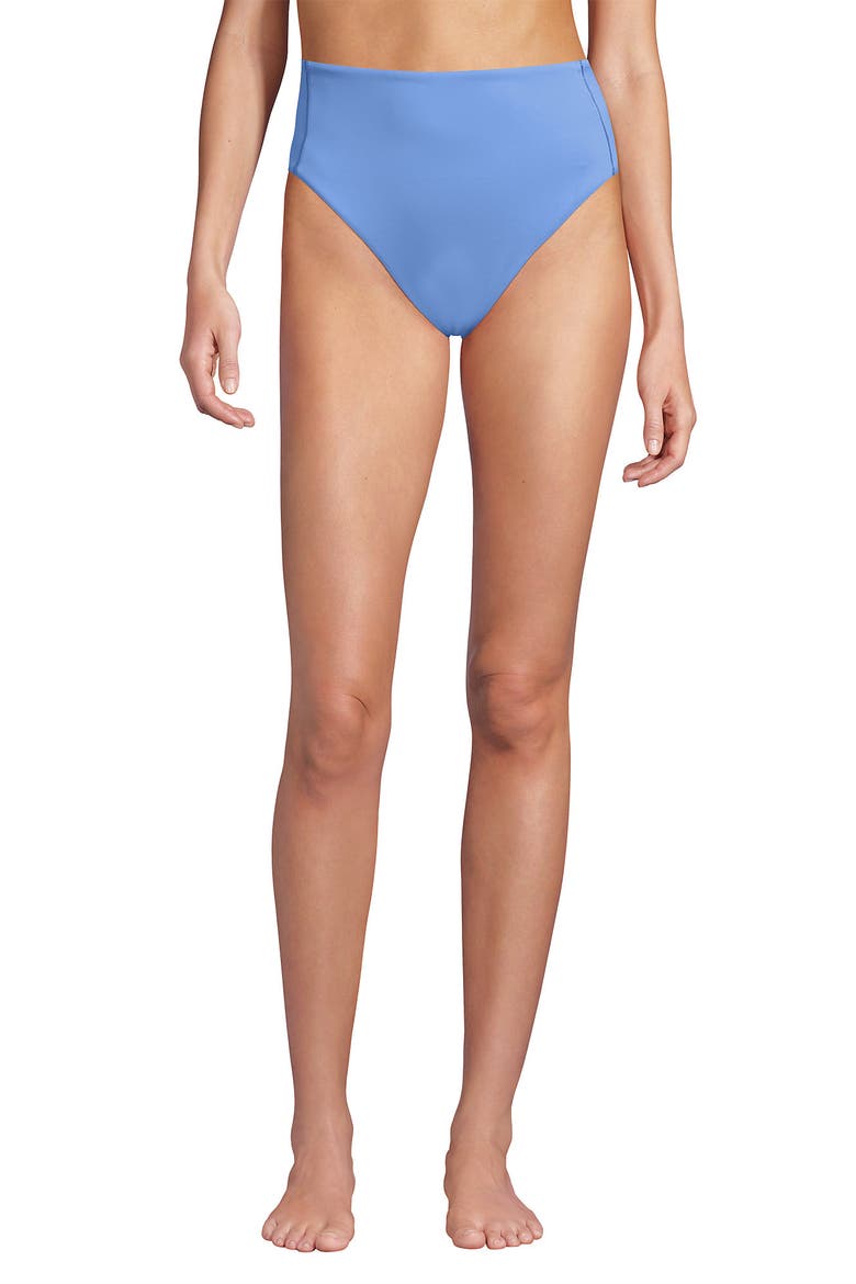 Tugless QuickDry High Waisted High Leg Bikini Bottoms, Main, color, Lake Blue