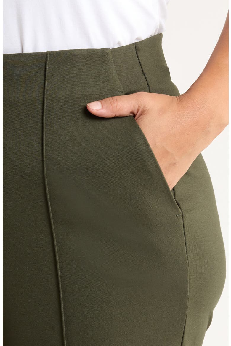 Pintuck Pleat Front Slim Leg Pants, Alternate, color, OLIVE BRANCH