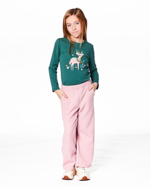 Deux Par Deux Girl Organic Cotton Long Sleeve T-shirt In Green