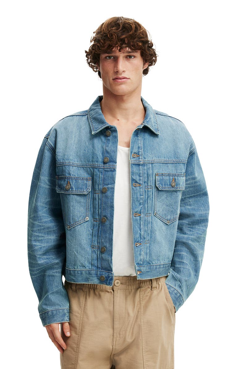 Cotton On Denim Rinse Jacket, Main, color, Rattle Blue