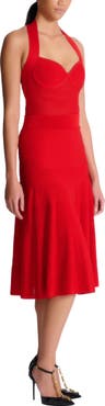 Balmain Halterneck pleated knit midi dress